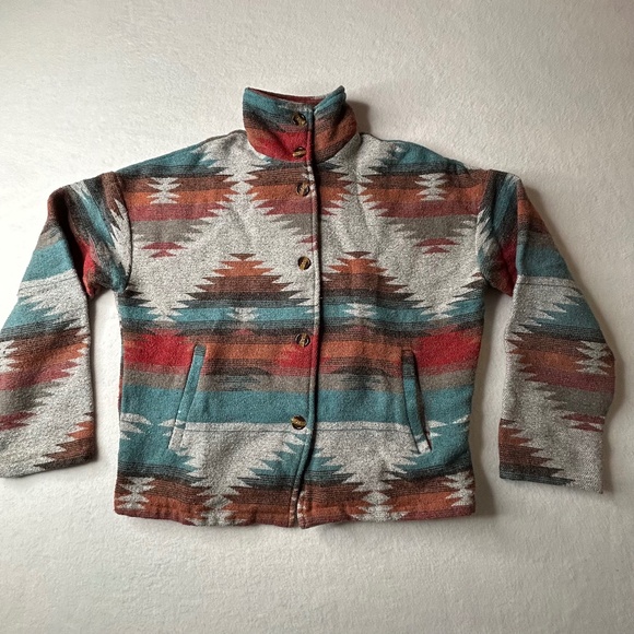 Shop Wanna B Medium Women Aztec Print Southwestern Geometric Jacket Indian - Picture 1 of 9